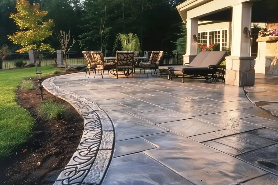 Aerial view of a brick paver driveway