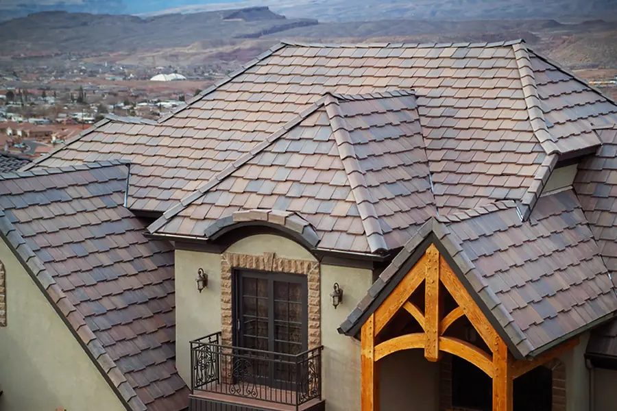 Aerial view of a new shingle roof